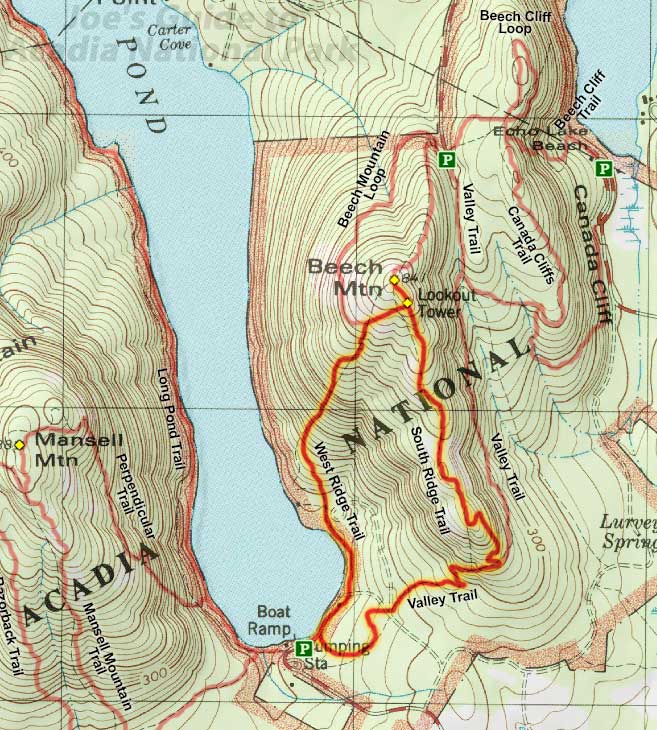 Beech Mountain via West Ridge Trail Topo Map
