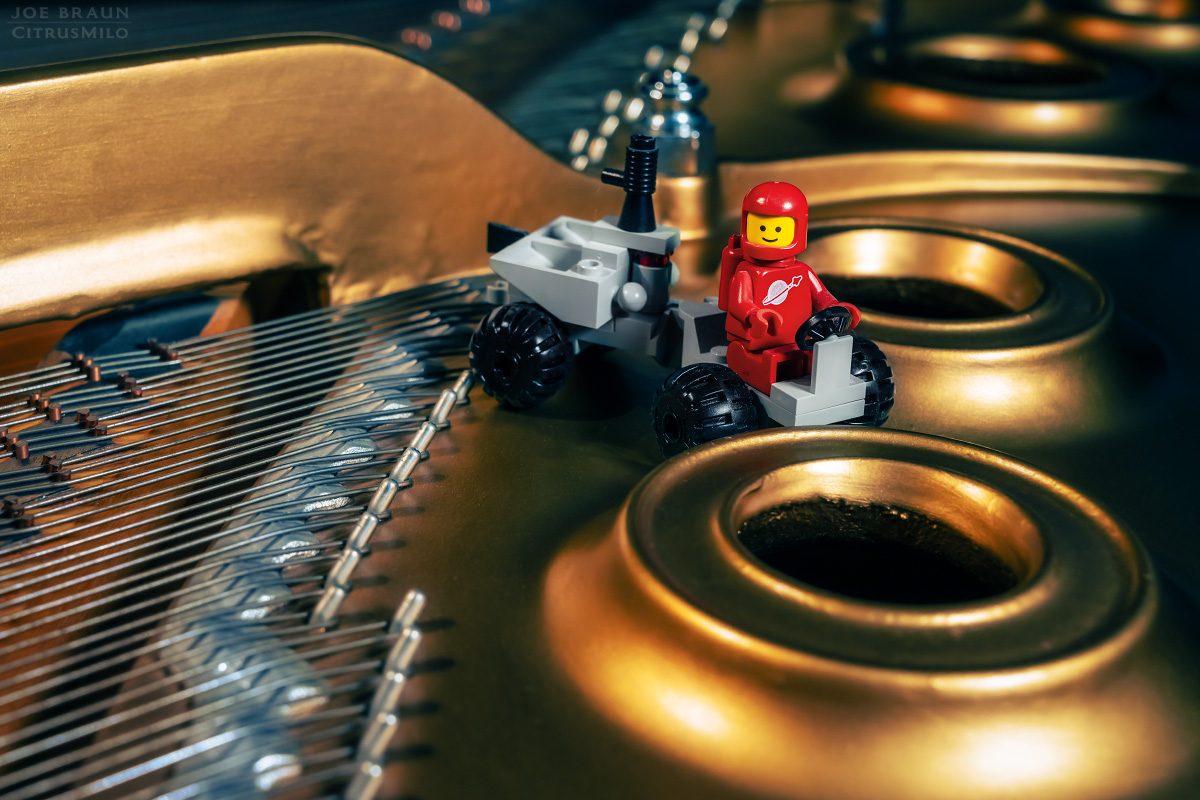 Lego Spacemen piano tuning incident -- &copy; 2025 Joe Braun Photography