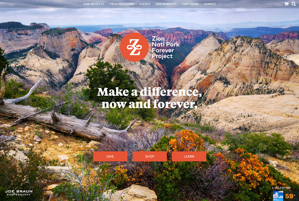 Zion National Park Forever Project website