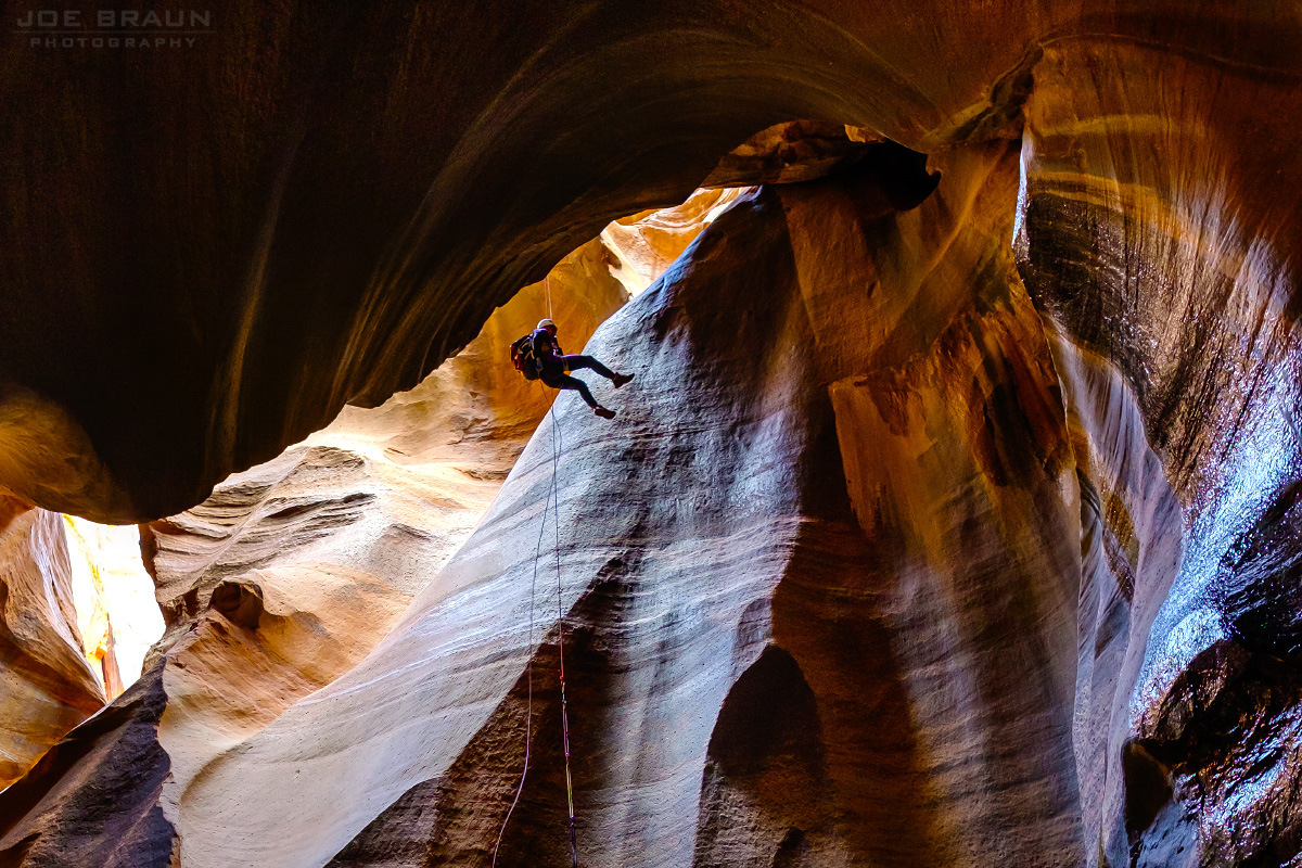 the final grotto rappel in Pine Creek (Zion National Park) -- © 2016 Joe Braun Photography