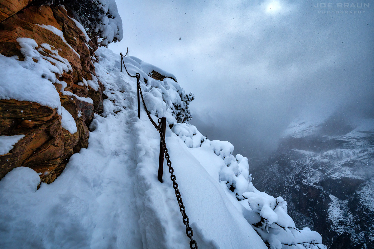 Angels Landing snowstorm hike (Zion National Park) -- &copy; 2024 Joe Braun Photography