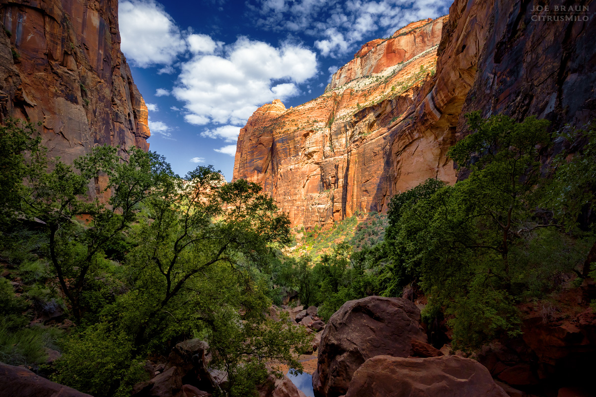 Pine Creek grotto photo (Zion National Park) -- &copy; 2024f Joe Braun Photography