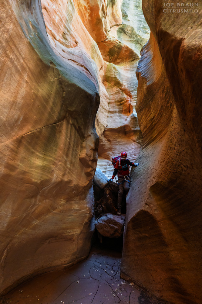 a deep section of slot canyon in Walker Gulch (Zion National Park) -- &copy; 2025 Joe Braun Photography